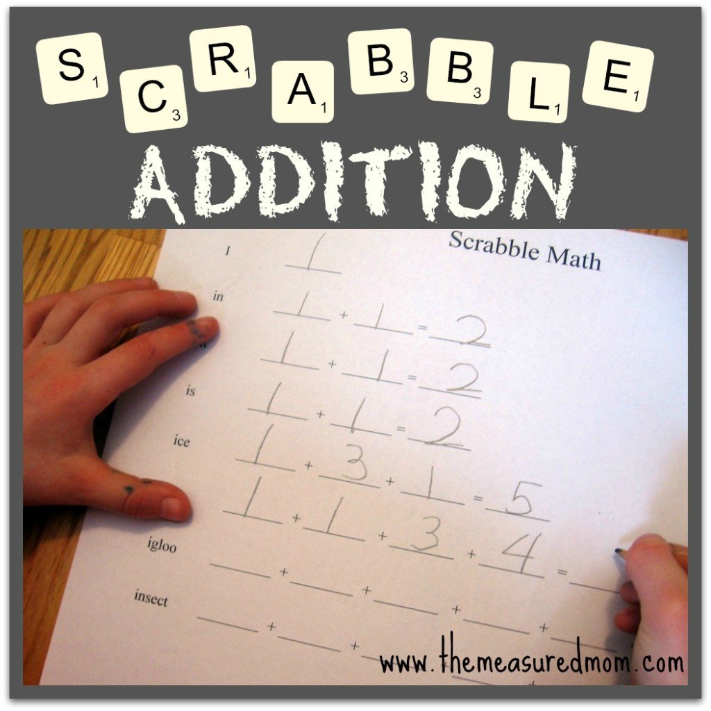 Check out this easy addition game using Scrabble tiles! Use it with your child's spelling words for some extra learning.