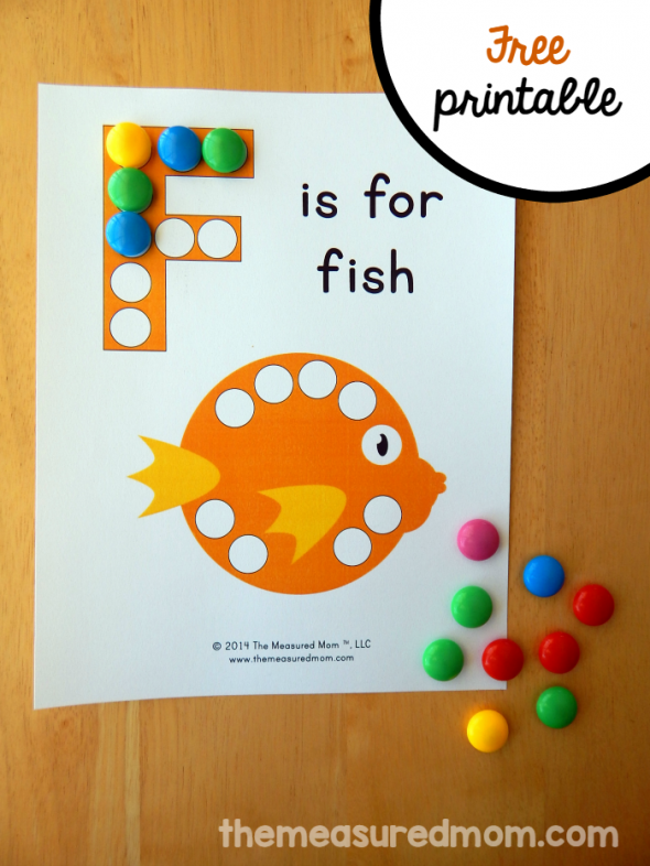 Get this free letter F printable - F is for Fish.