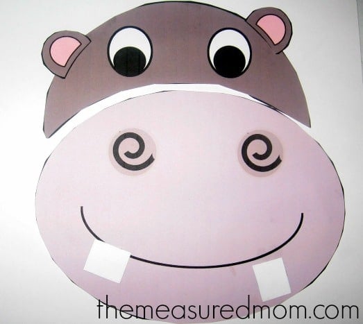 letter H cut and paste hippo