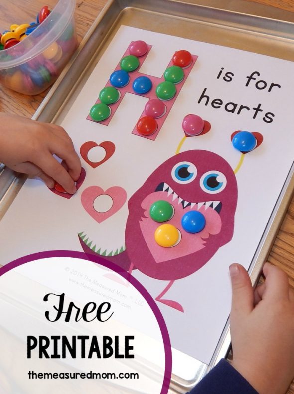 Get this free letter H printable: H is for Hearts!
