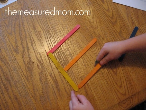 letter E with craft sticks