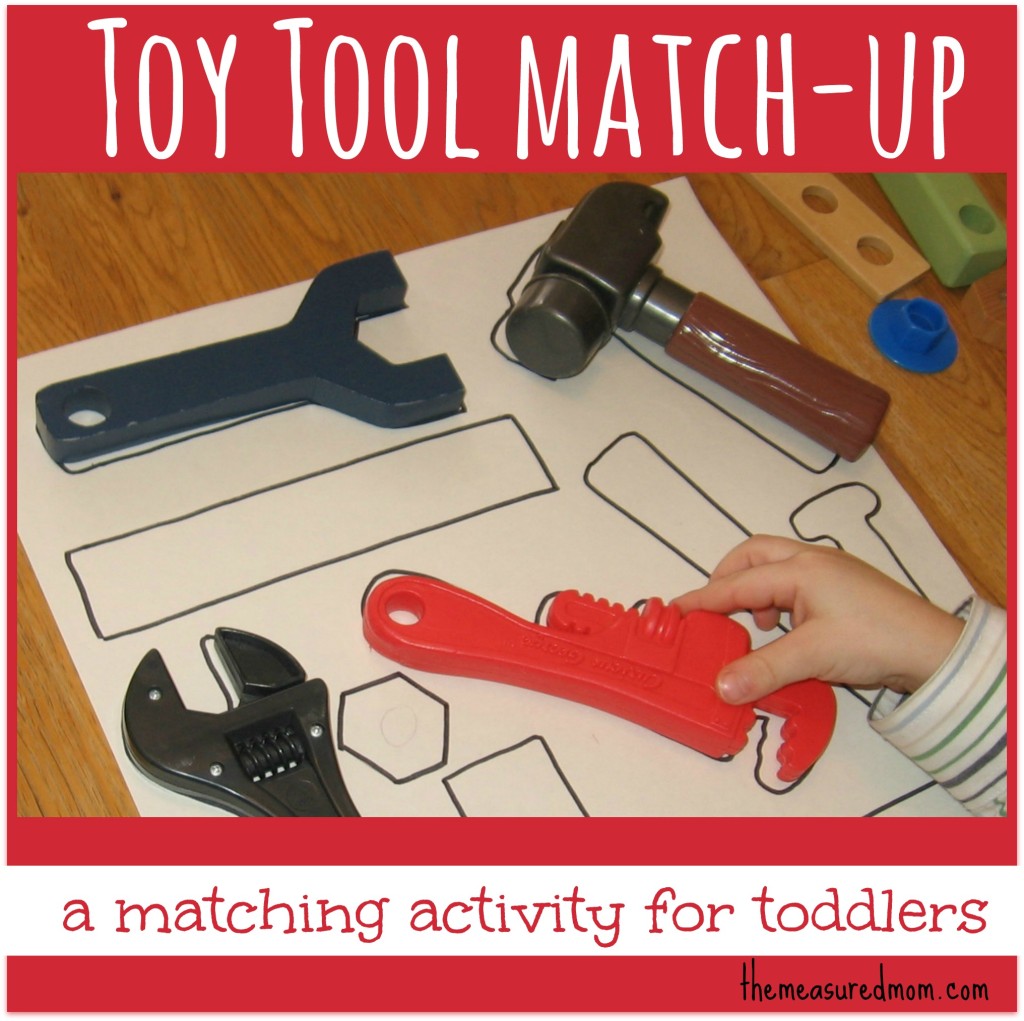 Do you have way too many toy tools sitting around? Turn them into a matching activity for toddlers.