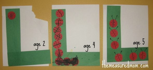 cut and paste ladybugs climbing an "L"