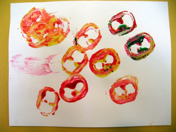 letter V vegetable printing