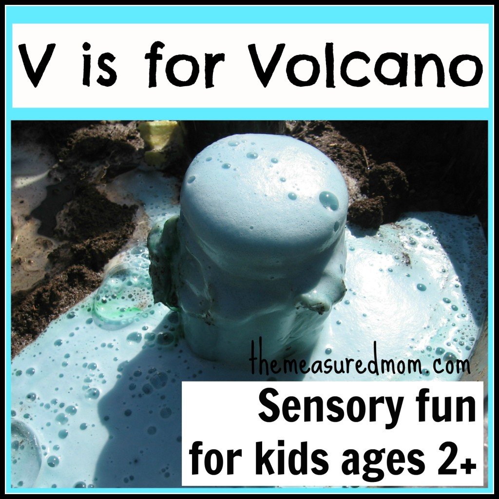 V is for Volcano Sensory Play - the measured mom