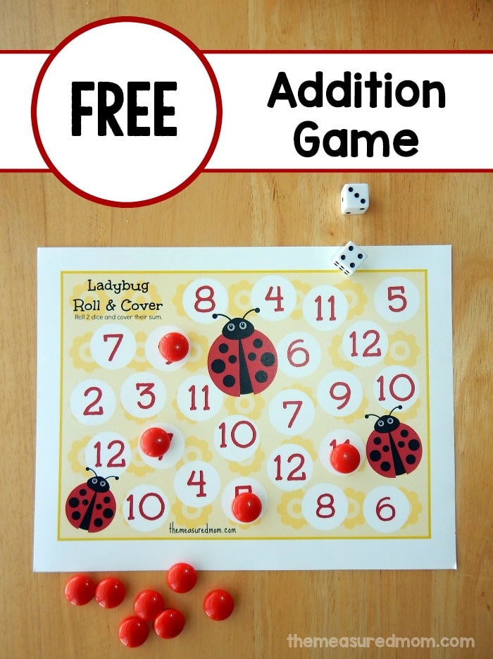 This free roll and cover game is such a fun ladybug math activity! 