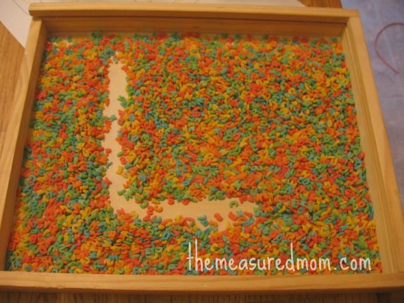 L written in alphabet pasta