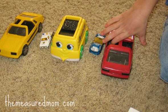 child making a car pattern