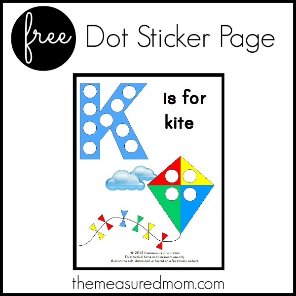 Get this free letter K printable: K is for kite!