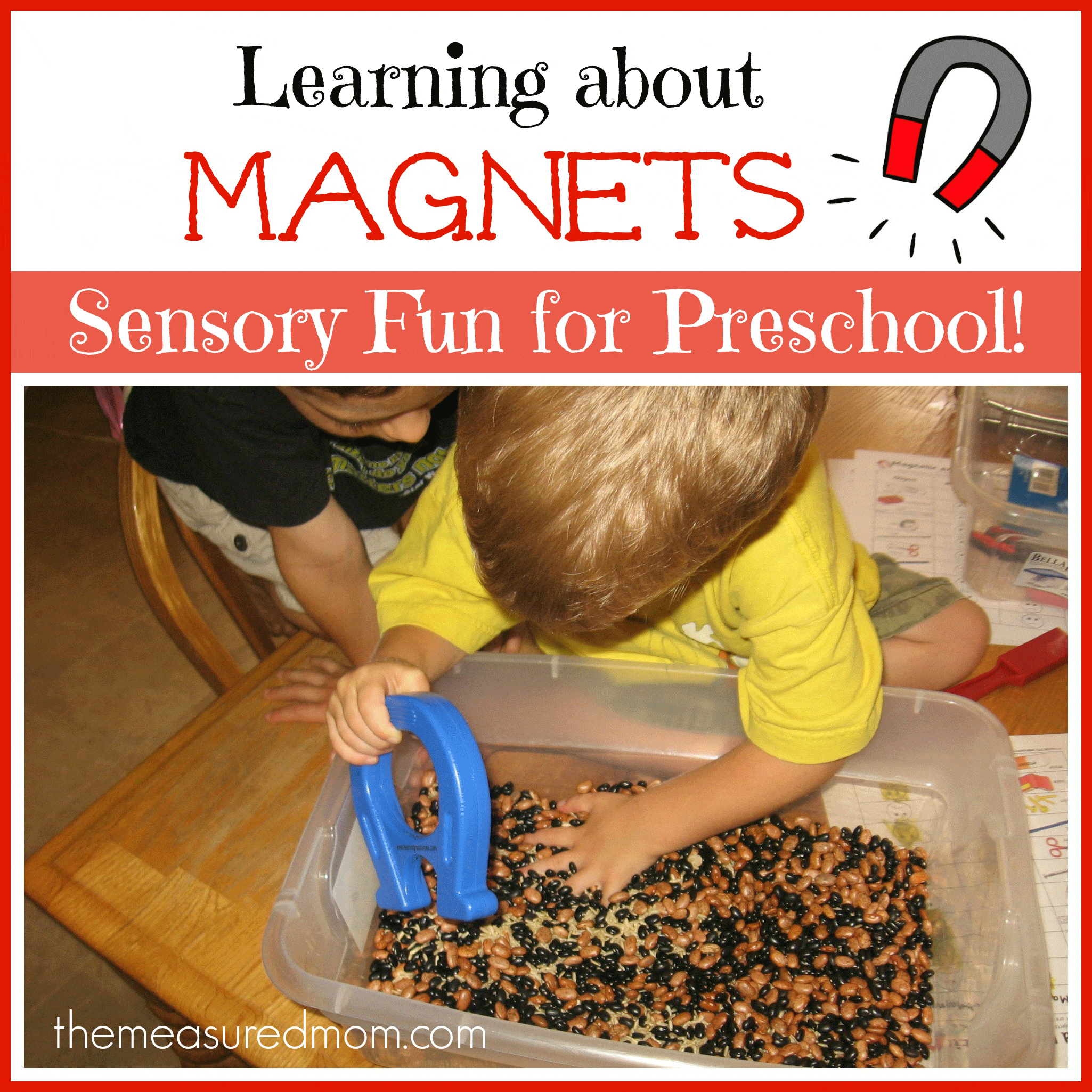 Check out our simple sensory fun for learning about magnets - just right for preschoolers and kindergartners!