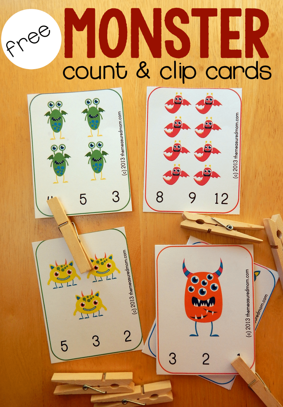 printable place cards Count Printable: Counting Clip Free Preschool & Monster