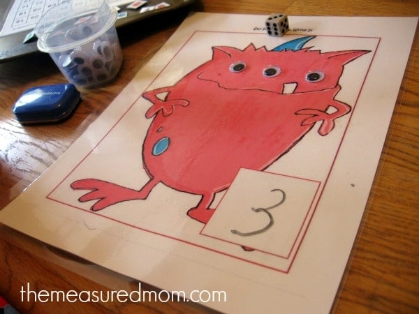 Check out this giant round-up of FREE monster math activities for kids from preschool-grade 1!