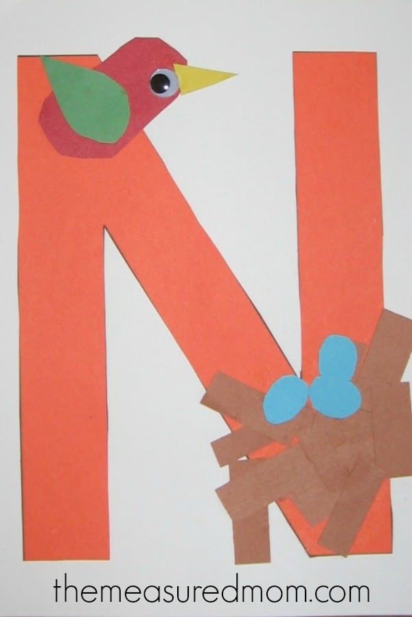 Looking for letter N crafts? You'll find a variety of process art and simple crafts over at The Measured Mom.