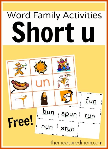 Get your free word family activities for short u HERE.
