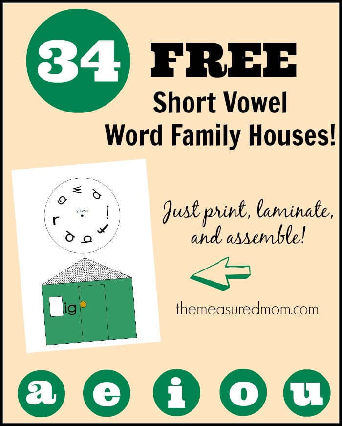 34 free short vowel word family houses - the measured mom
