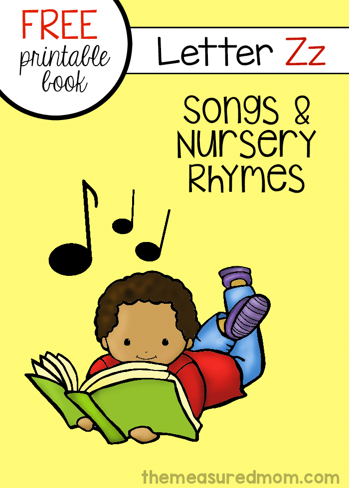 Check out this FREE little letter book with letter Z songs and rhymes!