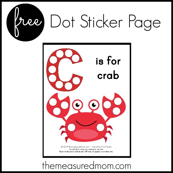 Get this free letter C printable: C is for Crab!
