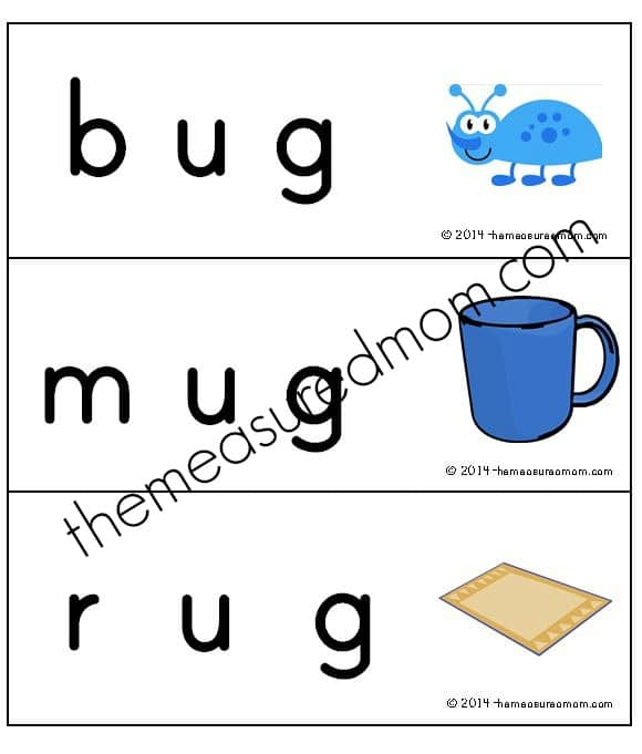 Print these 21 FREE word slider cards to help kids read the short u word families.