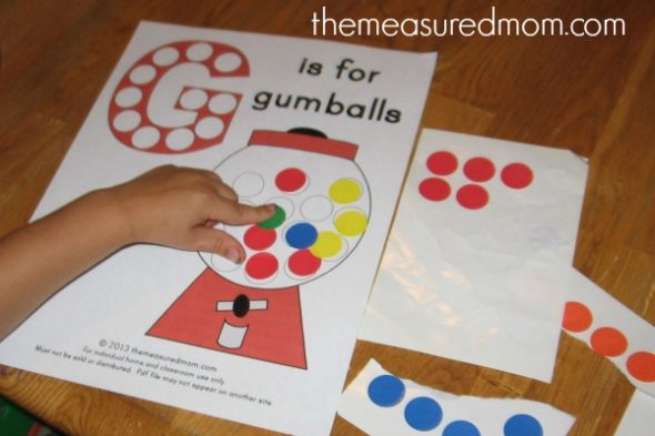 Get this G is for Gumball alphabet printable for free!