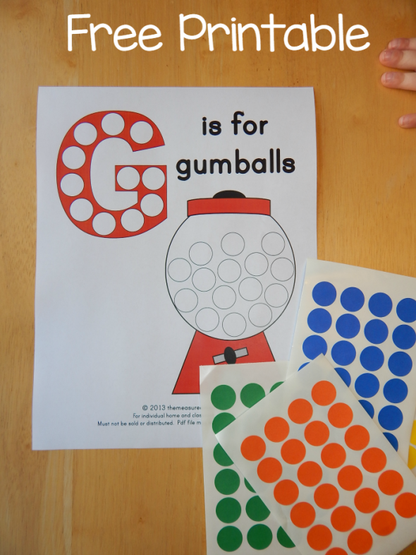 Get this G is for Gumball alphabet printable for free!