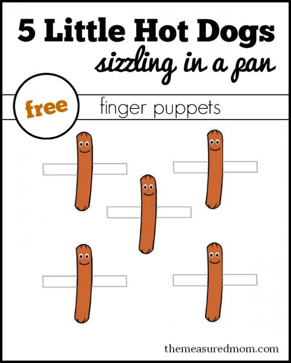 5 little hot dogs finger puppets