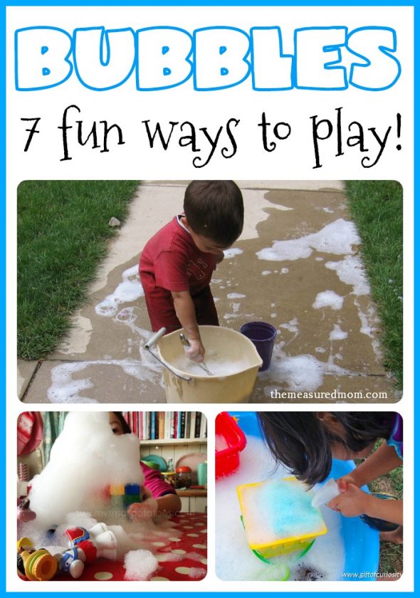 Bubbles make a great outdoor play activity! Here are seven fun ways to create and play with them. 