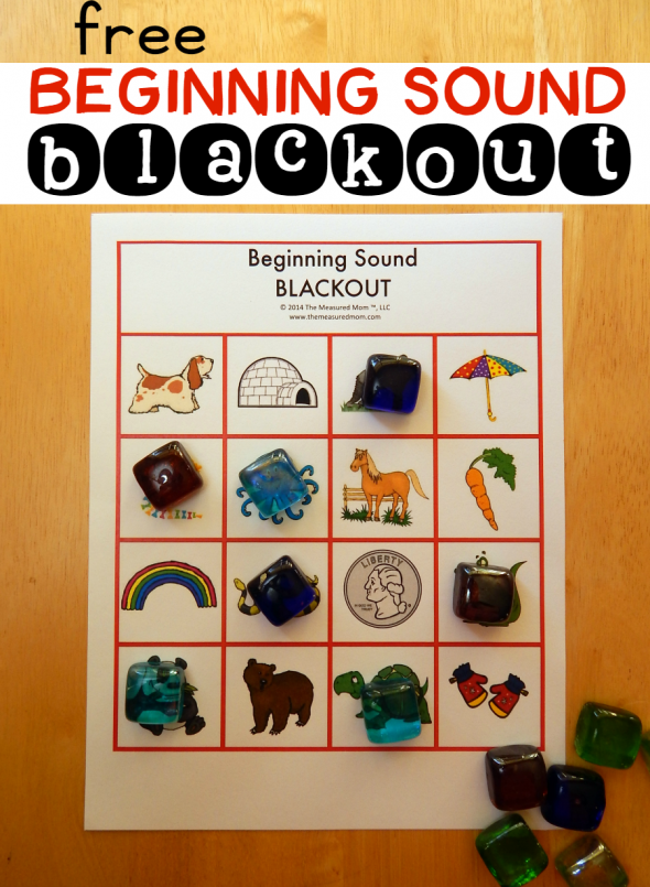 Review beginning letter sounds with these FREE printable beginning sound blackout boards! Fun game for kids in preschool, kindergarten, and first grade.
