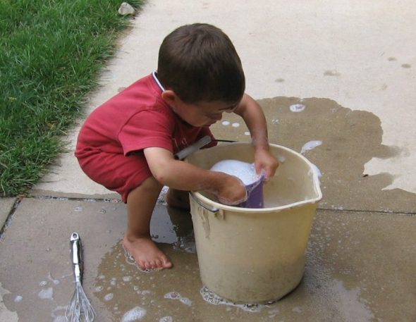 Bubbles make a great outdoor play activity! Here are seven fun ways to create and play with them. 