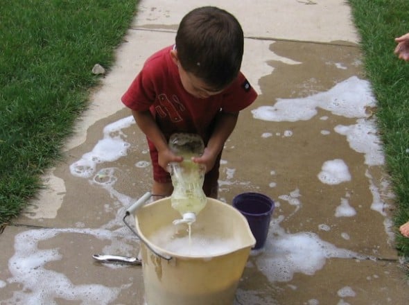 Bubbles make a great outdoor play activity! Here are seven fun ways to create and play with them. 
