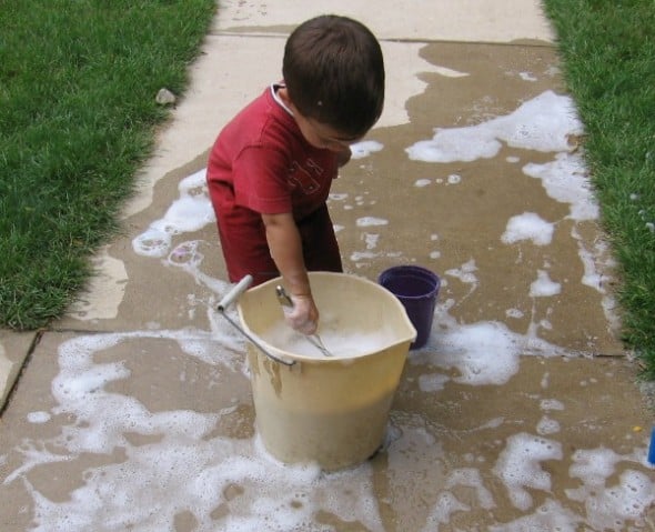 Bubbles make a great outdoor play activity! Here are seven fun ways to create and play with them. 