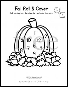 Looking for some fun math games for preschool and kindergarten? Grab some dice and markers and play these free printable roll and cover games for every season of the year! For 1 or 2 dice. 