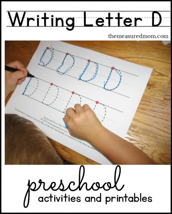writing letter D - activities and printables