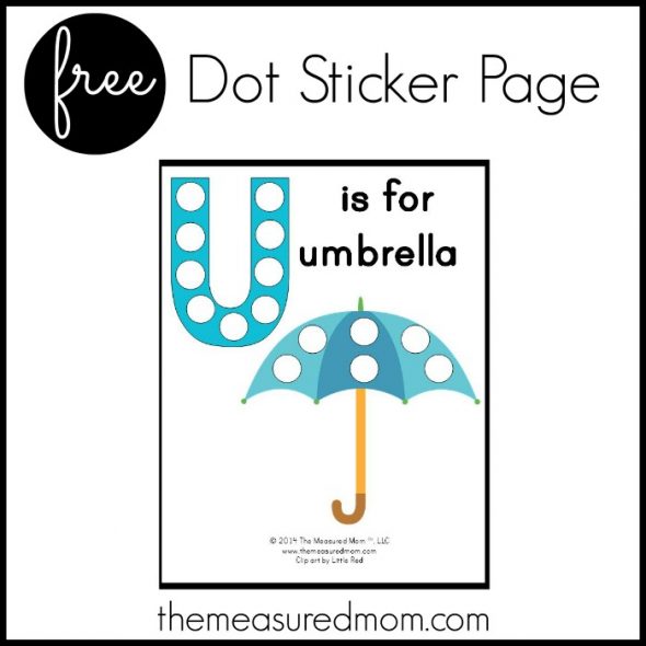 Get your free letter U printable - U is for umbrella.
