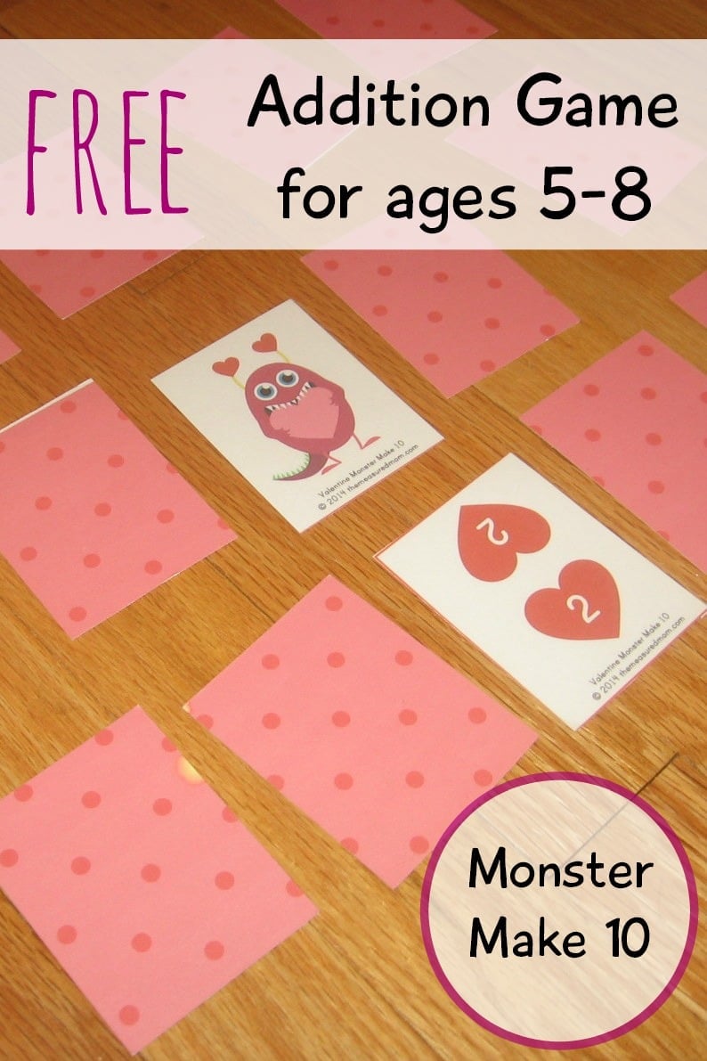 Get this free printable make 10 addition game - great for kids ages 5-8!