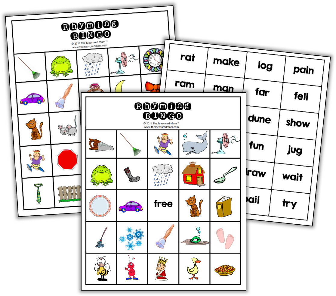 Rhyming bingo games The Measured Mom