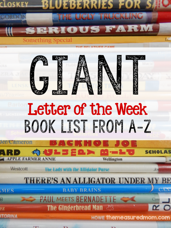 This letter of the week book list is a great resource when you're doing letter of the week activities for preschool! 