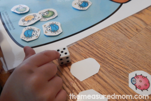 This bug math game is a fun spring counting activity. Great for a preschool insect theme, too! 