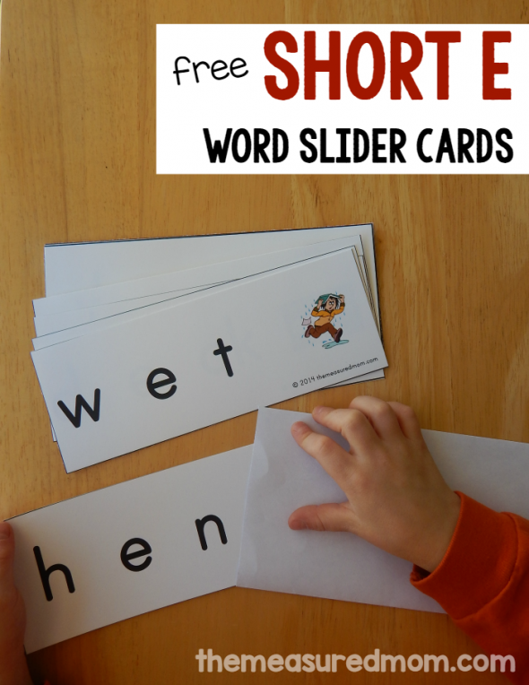 These free word sliders help kids learn to read short e CVC words. Love! 