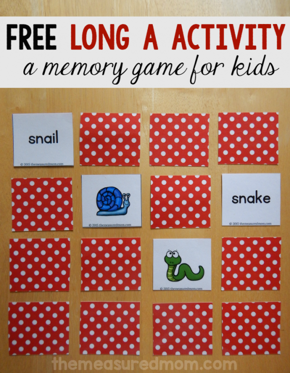 It's a free long a game! Print this set of 24 matching pairs to help your child learn to read and spell the long a words. 