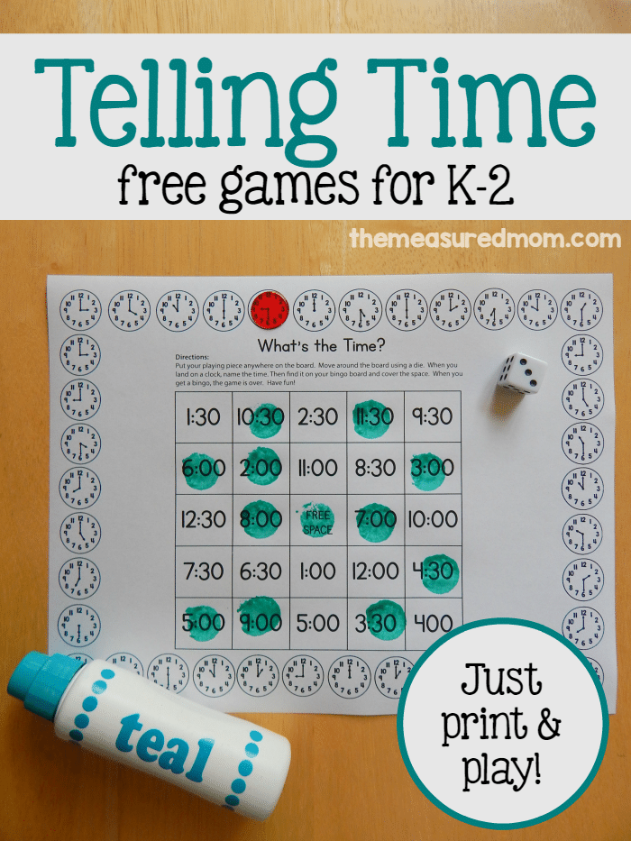 Telling time games for K2 The Measured Mom