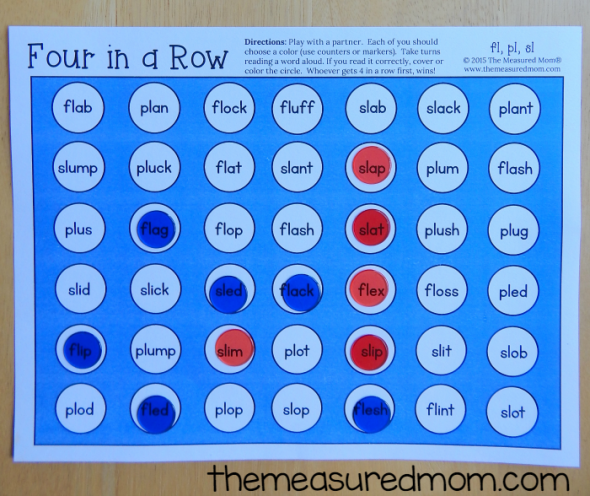 These no-prep reading games are perfect for teaching beginning blends. Just read the words and be first to get four in a row! 