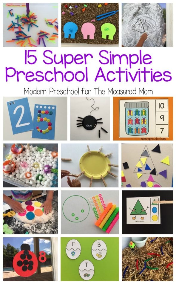 When planning learning centers for preschool, simple is best! Check out these 15 super simple preschool learning centers - free printables included! 