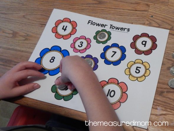 My preschooler really liked this spring math activity. Love that he got some awesome counting practice in fewer than ten minutes! 