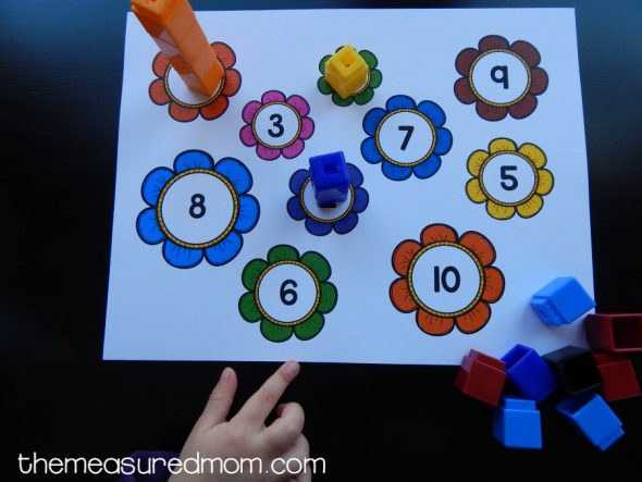 My preschooler really liked this spring math activity. Love that he got some awesome counting practice in fewer than ten minutes! 