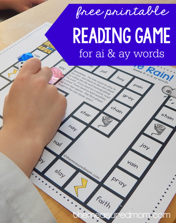 Simple follow the path game for teaching ai words and ay words