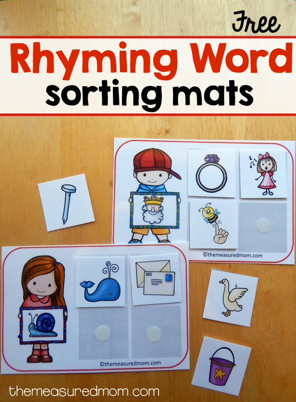 This rhyming word activity is one of my son's favorites! I love that it's a rhyming word sort. 