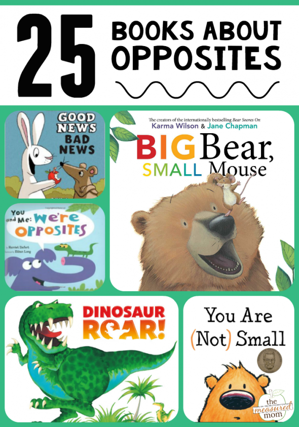 book list with books about opposites