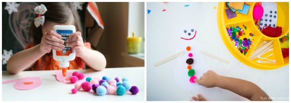 Find ten simple winter crafts for kids in preschool - they're low prep and easy to set up!