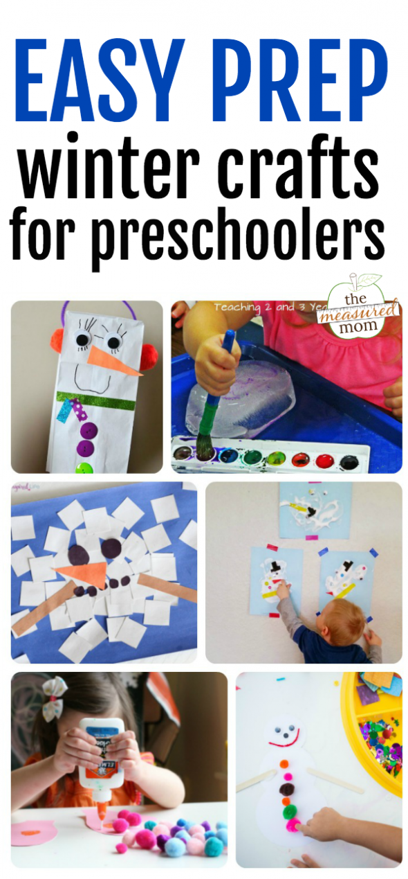 Find ten simple winter crafts for kids in preschool - they're low prep and easy to set up!