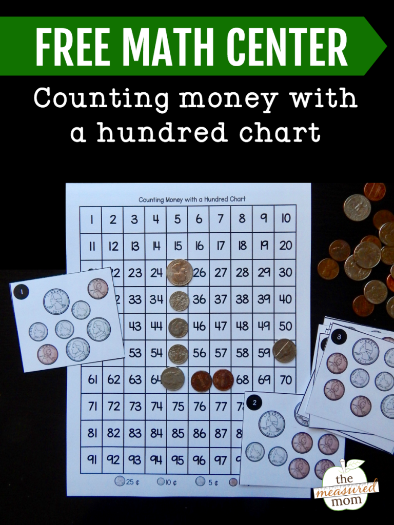 Counting money with a hundred chart - The Measured Mom